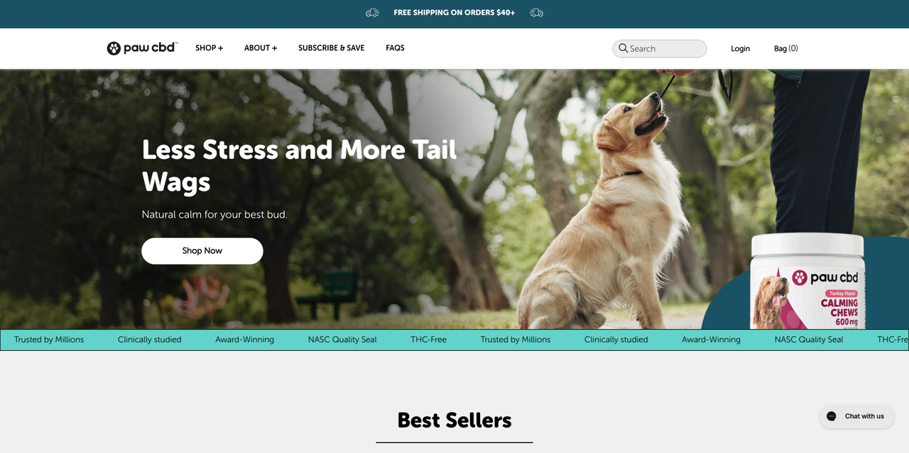 Paw CBD pet CBD Shopify storefront